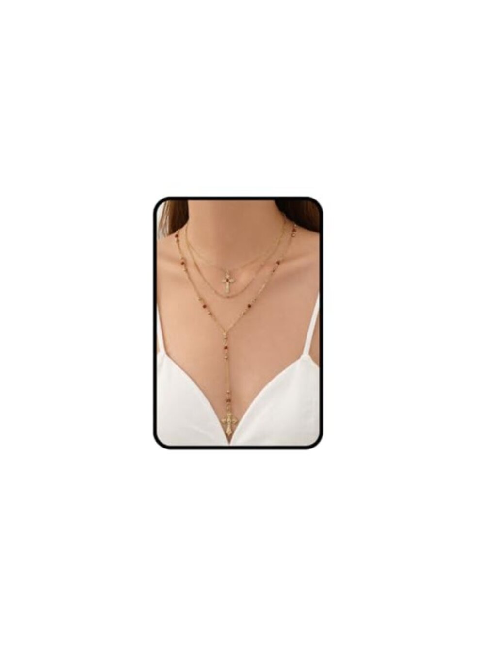Gold Plated 3Pcs Layered Cross Necklace Set for Women - Gothic Vintage Choker Y